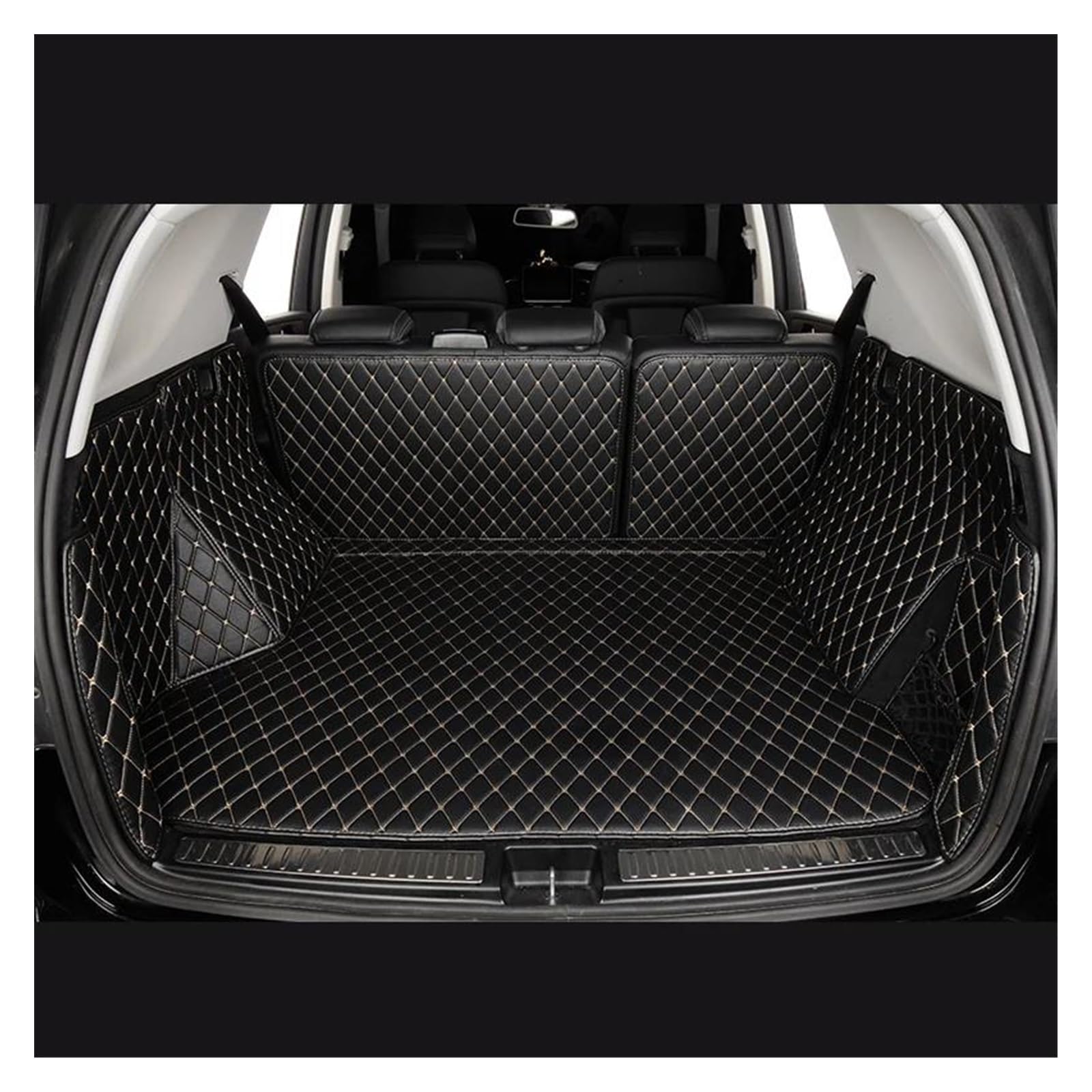 Kofferraummatte Kofferraumwanne 5 Sitze Für Dacia Für Jogger 2021 2022 2023 2024 Auto Cargo Liner Pads Auto Boot Teppich Custom Car Trunk Matten(Black beige) von RFSHOP