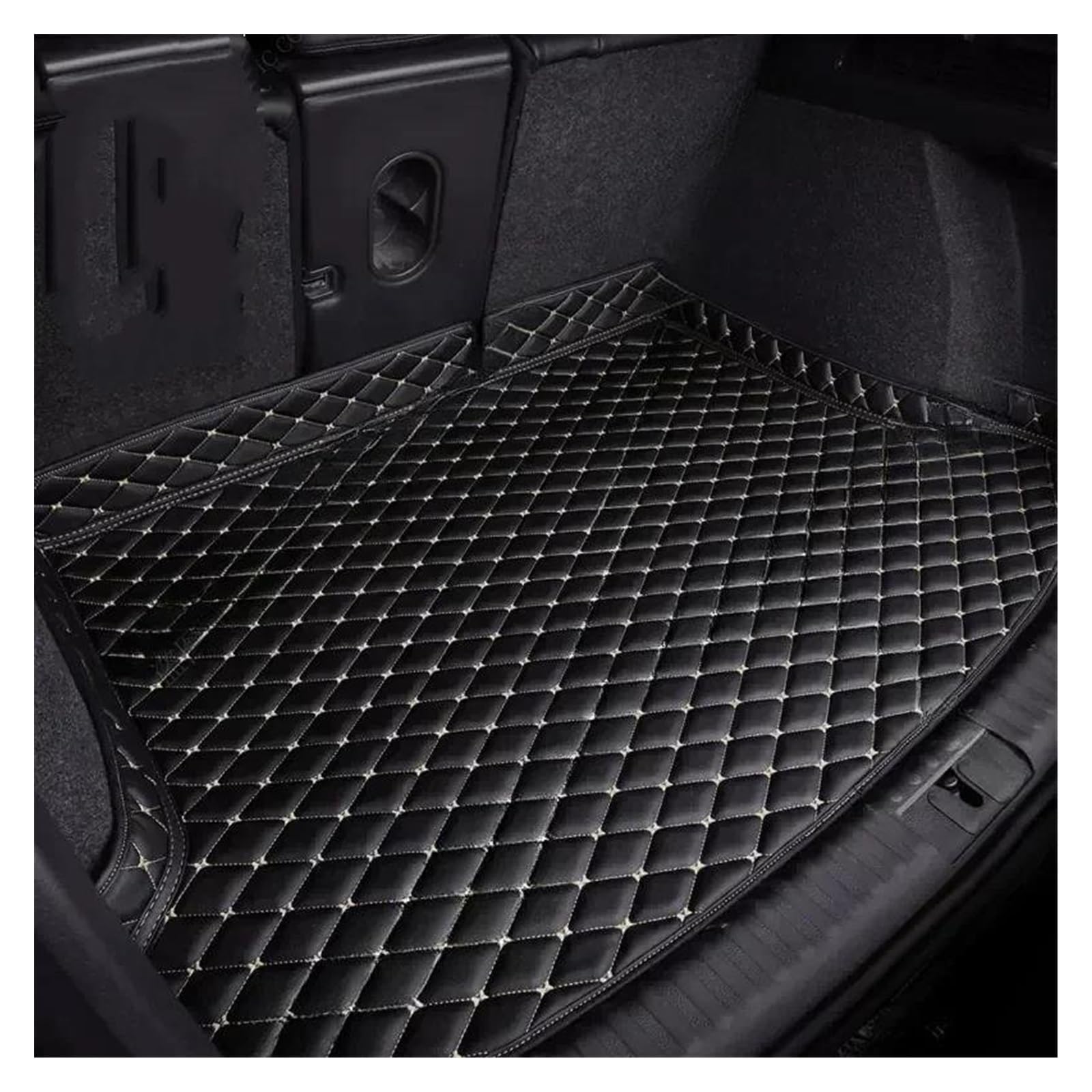 Kofferraummatte Kofferraumwanne Für Für Cayenne 2011 2012 2013 2014 2015 2016 2017 High Side Boot wasserdichte Hintere Frachtabdeckung Teppichpolster Auto Kofferraummatte(Black-Beige) von RFSHOP