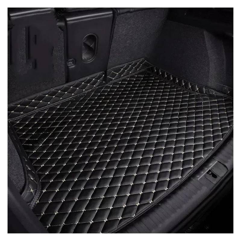 Kofferraummatte Kofferraumwanne Für Für Cayenne 2011 2012 2013 2014 2015 2016 2017 High Side Boot wasserdichte Hintere Frachtabdeckung Teppichpolster Auto Kofferraummatte(Black-Beige) von RFSHOP