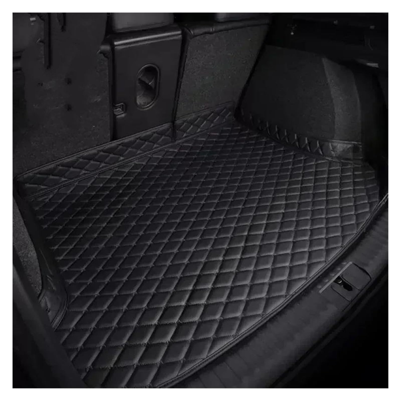 Kofferraummatte Kofferraumwanne Für Für Cayenne 2011 2012 2013 2014 2015 2016 2017 High Side Boot wasserdichte Hintere Frachtabdeckung Teppichpolster Auto Kofferraummatte(Black-Black) von RFSHOP