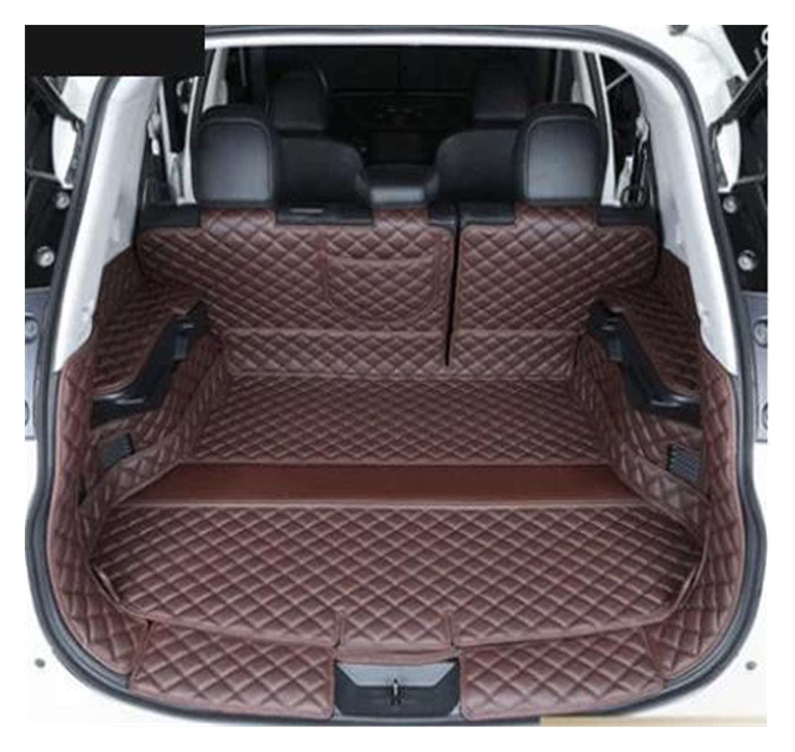 Kofferraummatte Kofferraumwanne Für Nissan Für X-Trail Für Xtrail T32 7 Sitze 2018-2014 2019 wasserdichte Kofferraumteppiche Cargo Liner Komplettset Kofferraummatten(Coffee,A) von RFSHOP