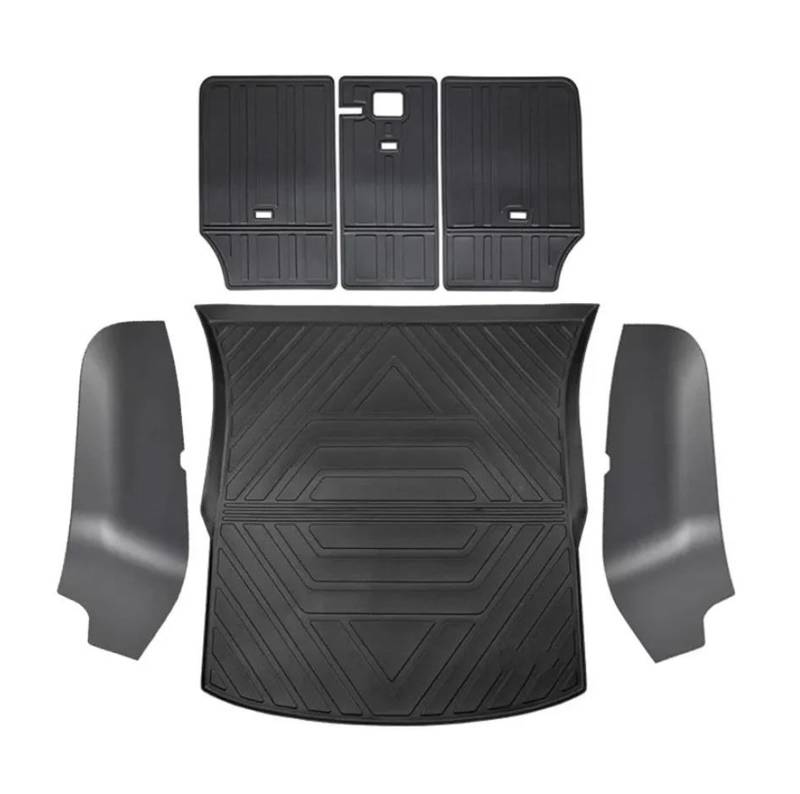 Kofferraummatte Kofferraumwanne Für Tesla Für Modell Y Kofferraummatten Hinten Cargo Liner Boot & Seatback Teppich Schutz Sitz Zurück Abdeckung Alle Wetter(Trunk 3 Kits) von RFSHOP