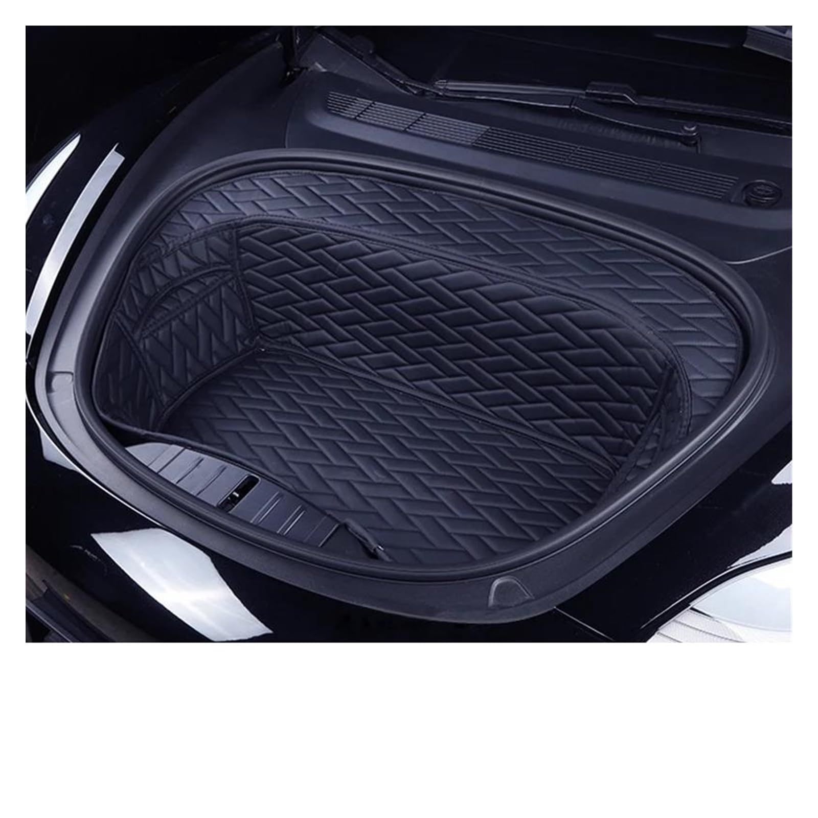 Kofferraummatte Kofferraumwanne Für Tesla Modell 3 2021-2022 Auto Leder Volle Encirculation Trunk Pad Vorne Hinten Kofferraum Matte Innen Dekoration Zubehör(Front) von RFSHOP