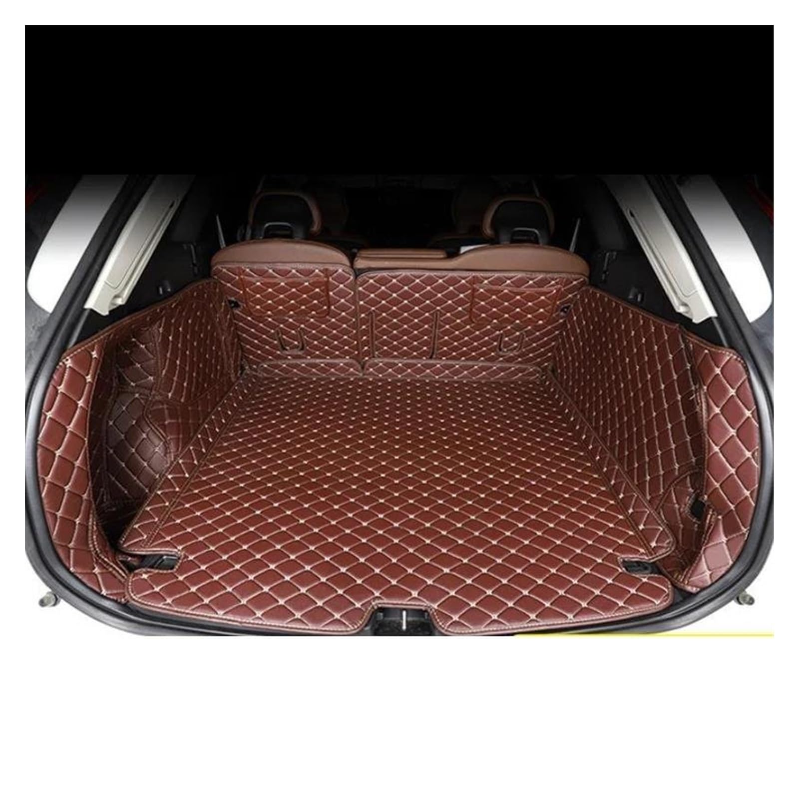 Kofferraummatte Kofferraumwanne Für Volvo Für XC60 2018 2019 2020 2021 2022 Zubehör Teppich Leder Boot Liner Tray Auto Hinten Trunk Cargo Matte Boden Blatt Teppich(Black Full Cover) von RFSHOP