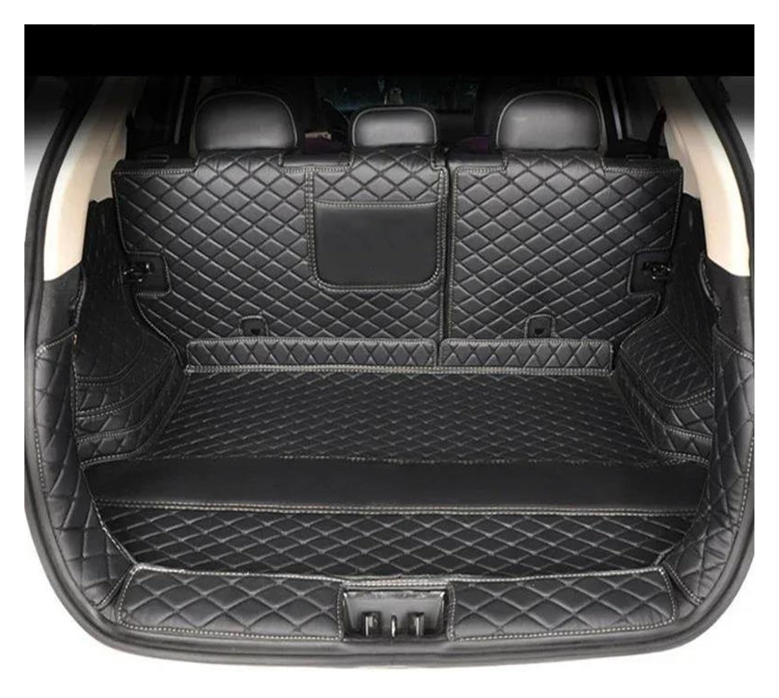 Kofferraummatte Kofferraumwanne Für Volvo Für XC90 Fünfsitzer 2010-2019 2020 2021 2022 2023 Cargo Liner Teppich Innenzubehör Abdeckung High Side Custom Car Kofferraummatte(Black1,with Storage Box) von RFSHOP