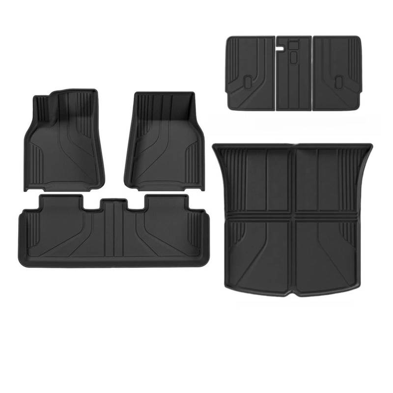 Kofferraummatte Kofferraumwanne Hohe Rand Fußmatten Für Tesla Für Modell Y 2024 2023 5-Sitzer Alle Wetter Schutz Auto Liner LKW Fracht Matte Accessoy(7PCS Full Set) von RFSHOP