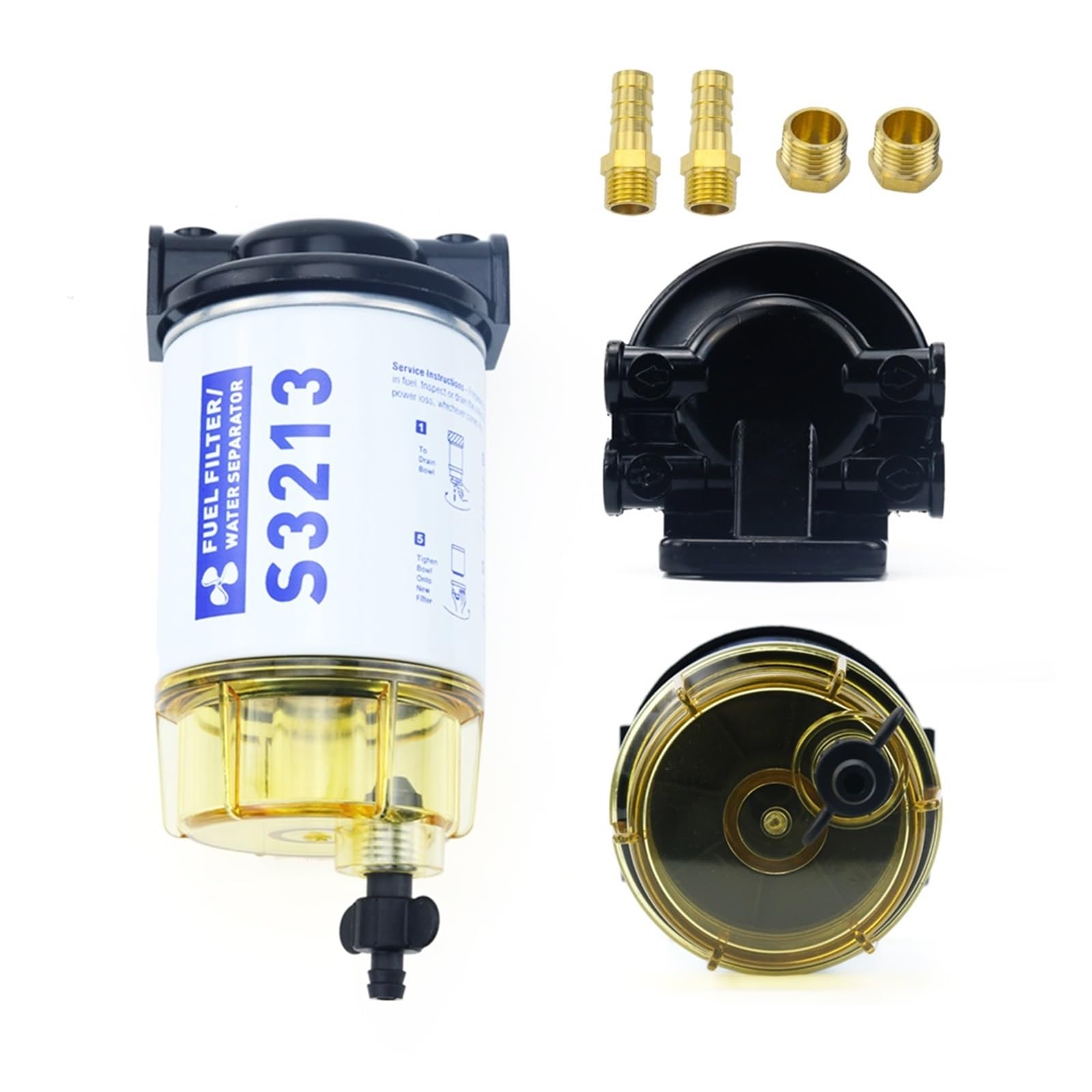 Kraftstoffförderpumpe Kraftstofffilter-Wasserabscheider-Baugruppe Außenborder S3213 S3227 R12T Für Mercury Für Quicksilver OMC Schiffsmotor Boot 10 Mikron Kit Inline Kraftstoffpumpe(S3213) von RFSHOP