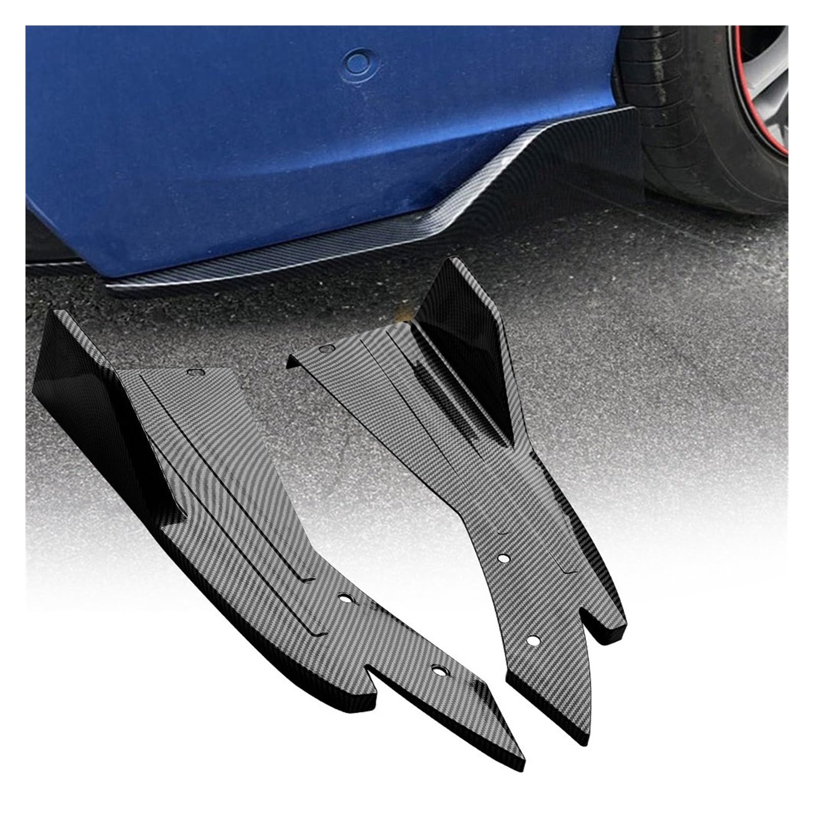 Winglet Diffusor 2 Stück Glänzend Schwarz Auto-Frontstoßstange Lippendiffusor Vordereckenrock Seitenschweller Rocker Splitterschutz Universal Splitter Canard Seitenschweller(Kohlefaser-Optik) von RFSHOP