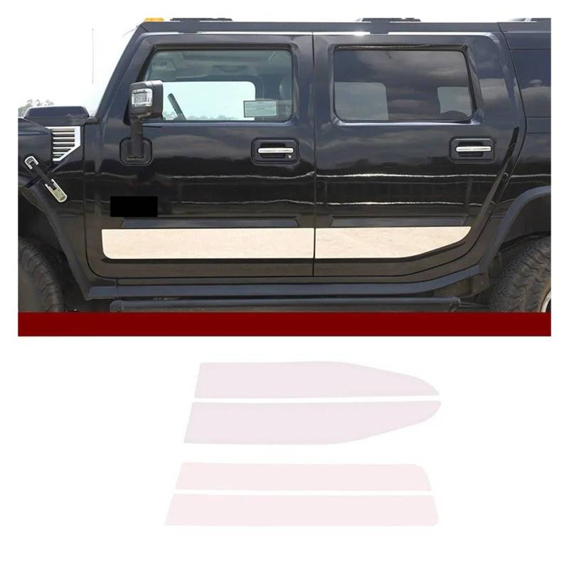 Winglet Diffusor 4 Stück Für Hummer H2 2003 2004 2005 2006 2007 2008 2009 Edelstahl-Seitentürverkleidung Seitentür-Körperformleisten-Abdeckungsverkleidung Seitenschweller(Style B) von RFSHOP