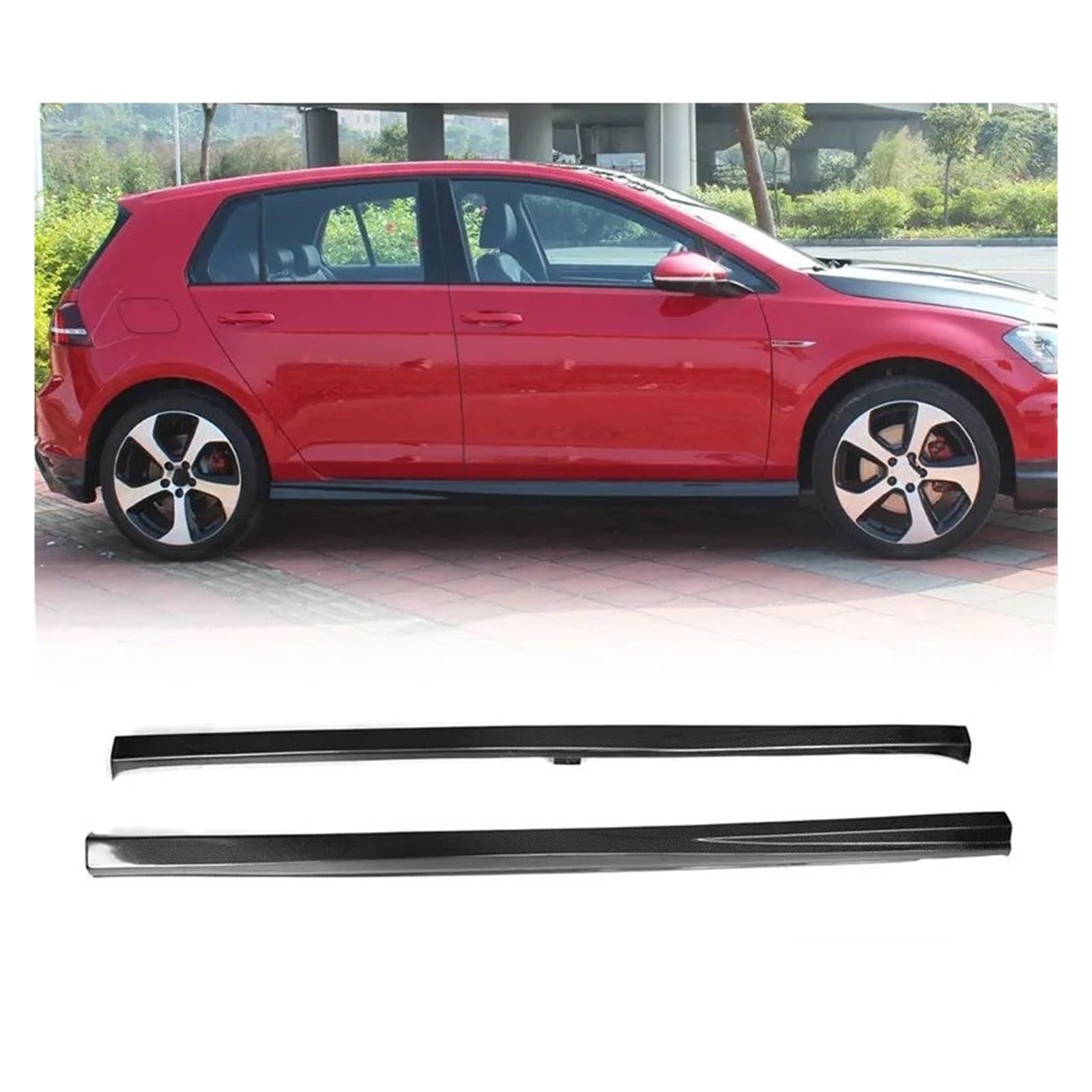 Winglet Diffusor Auto-Seitenschweller-Verlängerungslippen Für VW Für Golf MK7 Für GTI Nur 2014-2015 2016 2017 Seitenstoßstangenschürze Body-Kits Kohlefaser FRP Seitenschweller(Gloss Black FRP) von RFSHOP