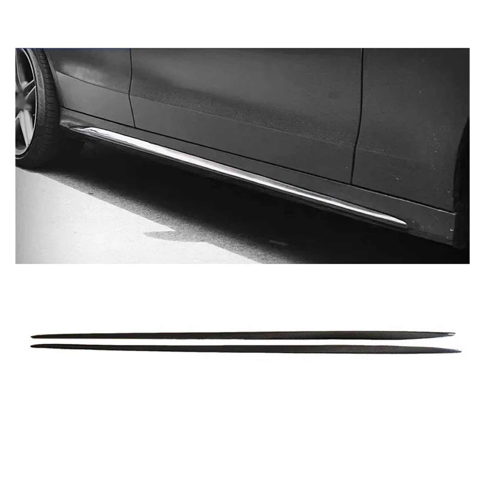 Winglet Diffusor Carbon Faser/FRP W205 S205 C205 Seite Rock Verlängerung Lip Abdeckung Für Benz C180 C200 C300 C43 C63 Für AMG Limousine Für Coupe 2015-21 Seitenschweller(Carbon Fiber(2DR)) von RFSHOP