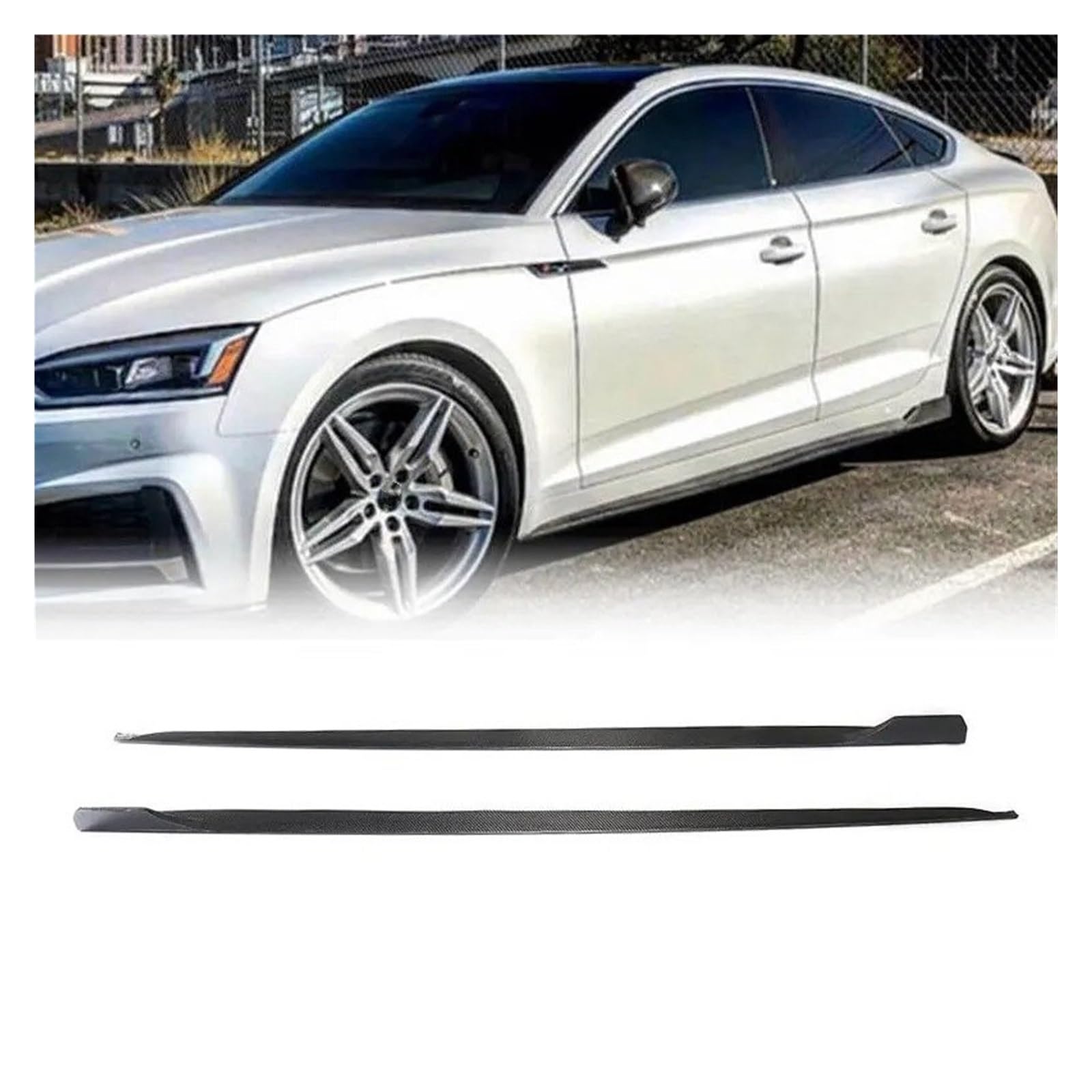 Winglet Diffusor Für A5 B9 Für Sline S5 Für Sportback 4-Türer 2018 2019 Racing Seite Rock Schürze Lip Body Kits Auto Seite Röcke Extensions Carbon Faser Seitenschweller von RFSHOP