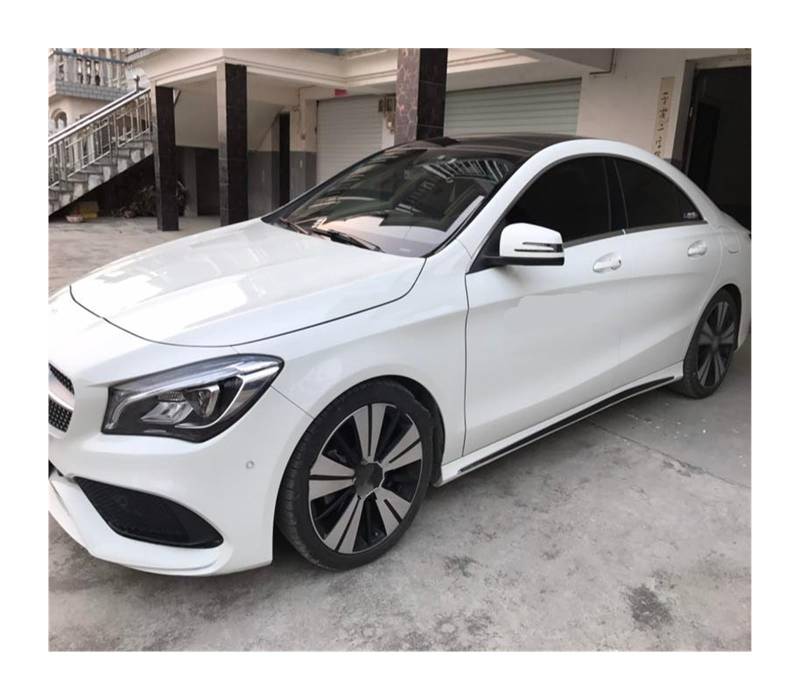 Winglet Diffusor Für Benz Für CLA C117 Klasse Auto Styling Auto Seite Rock Auto Edelstahl Aufkleber Seite Körper Tür Dekoration Aufkleber Trim Seitenschweller(Schwarz) von RFSHOP