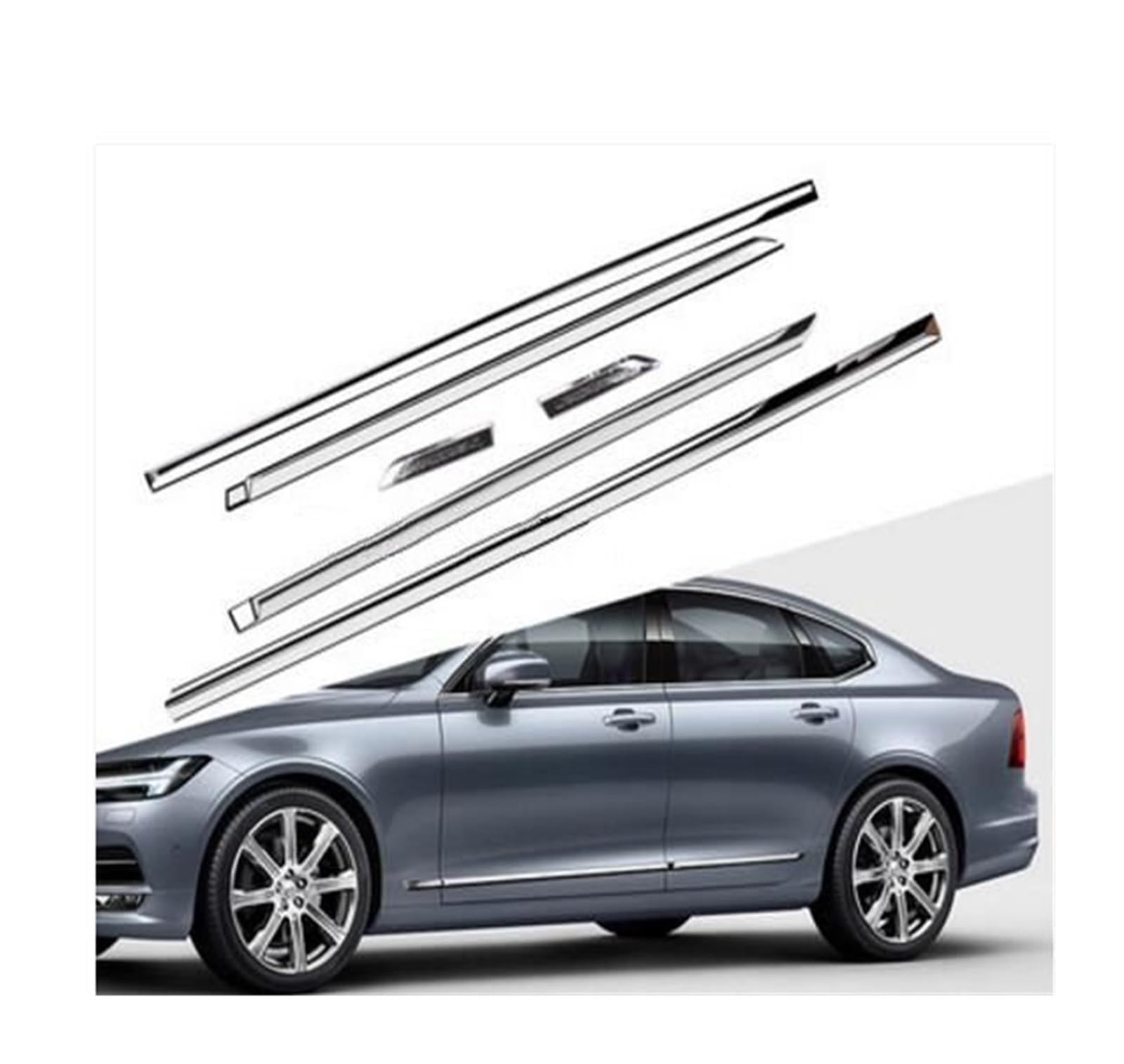 Winglet Diffusor Für Volvo S90 Auto Styling Auto Seite Rock Auto ABS Chrom Aufkleber Seite Körper Tür Dekoration Aufkleber Trim Auto Zubehör Seitenschweller von RFSHOP