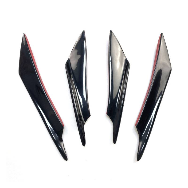 Winglet Diffusor Universal 4 Stück Auto Vordere Stoßstange Lippe Gummi Fin Splitter Körper Spoiler Canards Spoiler Auto Tuning Canard Dekor Carbon Fiber Schwarz Seitenschweller(Schwarz) von RFSHOP