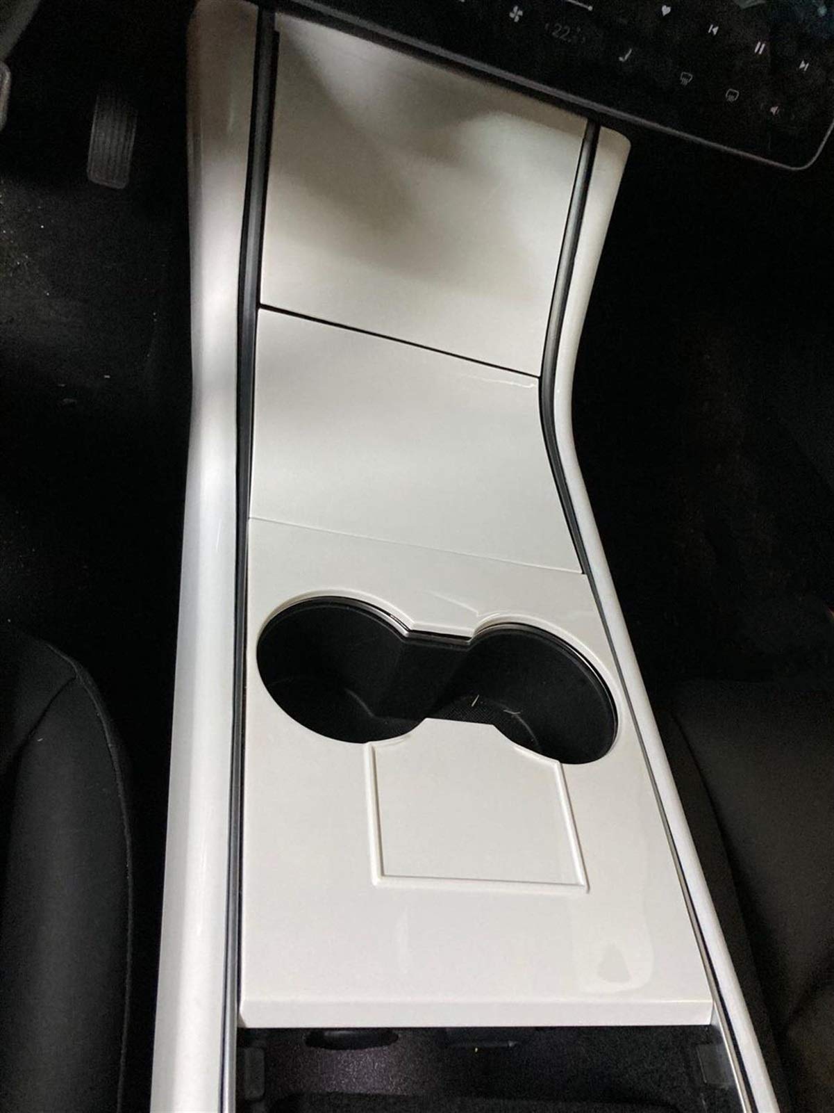 For Tesla, Modell 3, perlweißer Wasserbecherhalter mit zentraler Steuerung, for Modell Y, Panel-Patch-Abdeckung, Zubehördekoration Lüftungsschlitzverkleidung(Card slot) von RFVBG