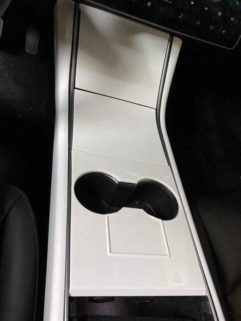 For Tesla, Modell 3, perlweißer Wasserbecherhalter mit zentraler Steuerung, for Modell Y, Panel-Patch-Abdeckung, Zubehördekoration Lüftungsschlitzverkleidung(Card slot) von RFVBG