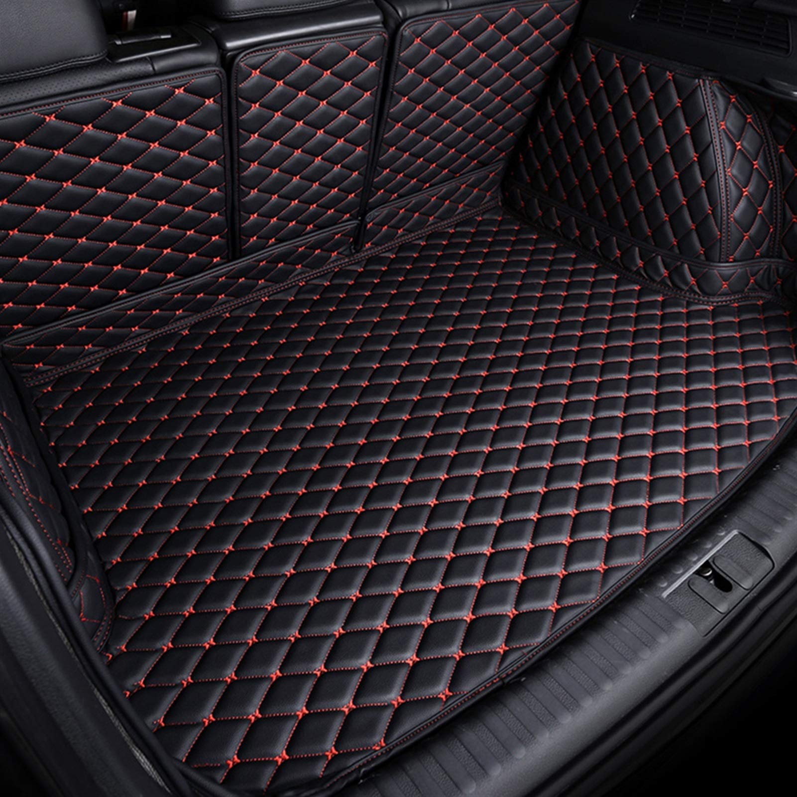 Kofferraumwanne Bodenschutz, for VW, for T-ROC, 2017 2018 2019 2020 Cargo Liner TRoc T ROC Custom Special Auto Kofferraumteppich rutschfeste Kofferraummatte(Black with Red 1,Size1) von RFVBG