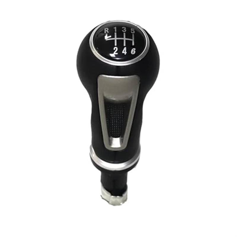 RFVBG Auto Schaltknauf Hebel Stick Gamasche Kofferraumabdeckung Kragen Leder, for Seat, Ibiza IV Schalthebelabdeckung(Black 6 Speed knob) von RFVBG