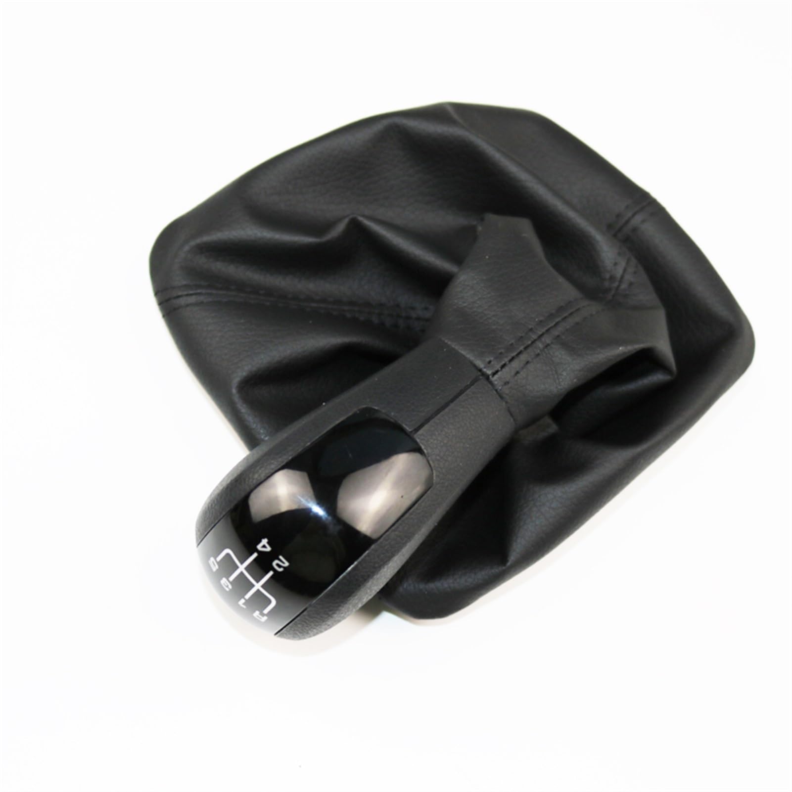 RFVBG for Skoda, for Octavia, 2004 2006 2007 2008 2009 2010, Schwarze Kappe, 5-Gang-Auto-Schaltknauf mit PU-Ledermanschette Schaltknäufe(Black) von RFVBG