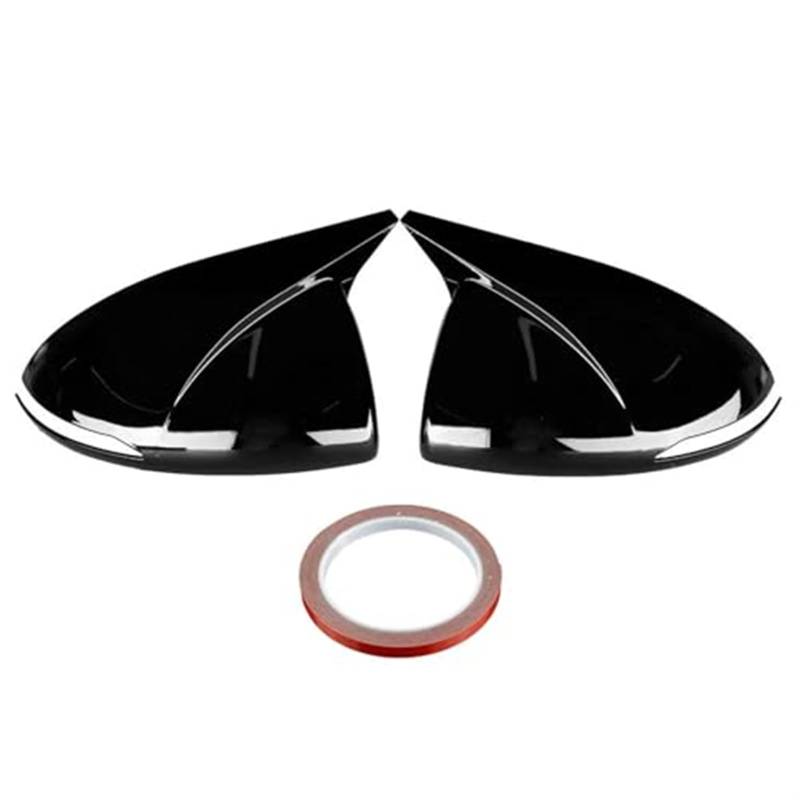 Rückspiegelabdeckung, for Hyundai, Sonata DN8 2020 2021 2022 Flügelkappe Außentür Rückspiegelgehäuseverkleidung Carbonfaseroptik Außenspiegel Ersatzteile Rückspiegelkappe(GLOSS BLACK) von RFVBG