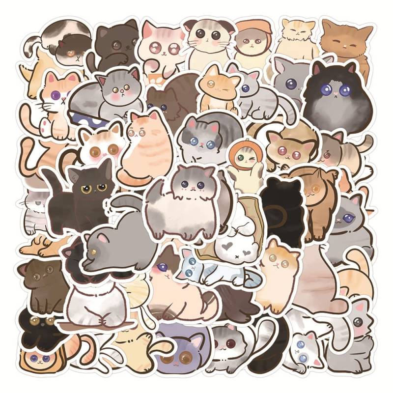 RGBEE Kawaii Katzen Aufkleber 100 Stücke, Wasserfeste Vinyl Sticker Set für Laptop Motorrad Fahrrad Skateboard Gepäck Scrapbook Helm Cartoon Kitty StickerBomb von RGBEE