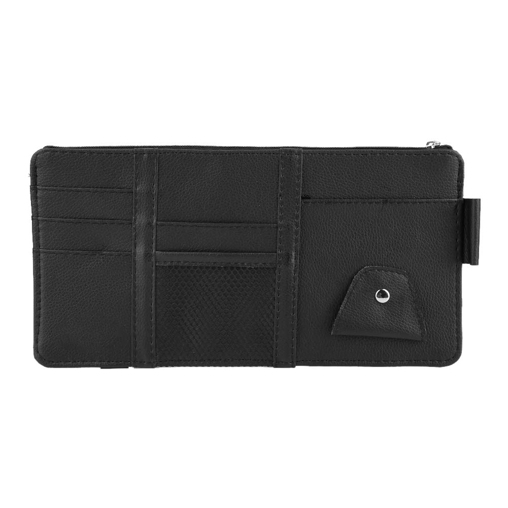 RGBGW Universeller CD-Organizer-Halter für Autos, Sonnenblenden, Leder, für Autos, LKWs, Karten, Geldbörse, Schwarz von RGBGW