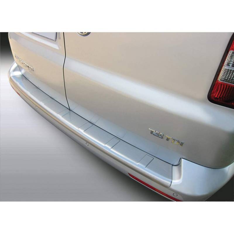 ABS Heckstoßstangenschutz kompatibel mit Volkswagen T5 Caravelle/Multivan 2012-2015 'Ribbed' (für lackierte Stoßstangen) 'Gebürstet Alu' Look von RGM