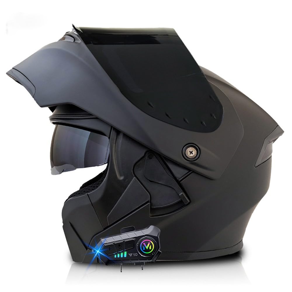 Bluetooth Klapphelm, Integriert Motorradhelm, ECE Genehmigt Integralhelm mit Anti-Fog-Doppelspiegel, Atmungsaktiv und Bequem, für Erwachsene Frauen Männer, 55~64CM von RHBDDHV