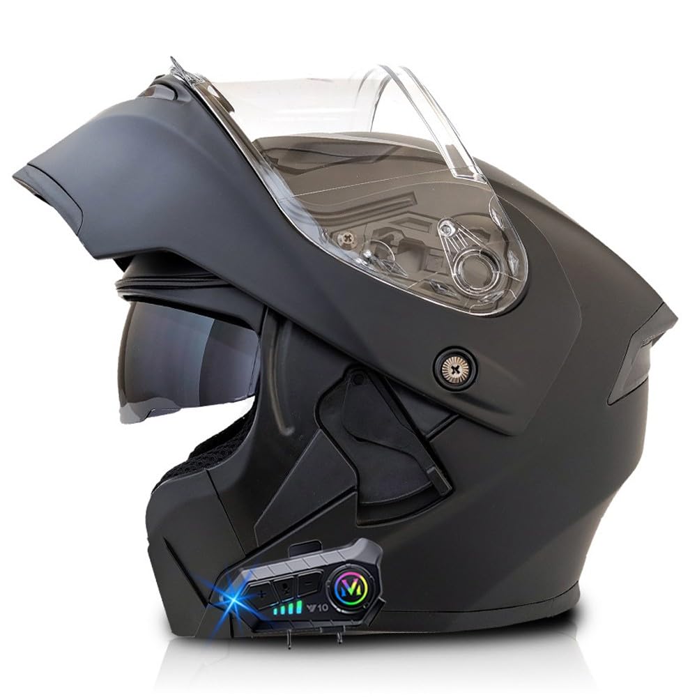 Bluetooth Klapphelm, Integriert Motorradhelm, ECE Genehmigt Integralhelm mit Anti-Fog-Doppelspiegel, Atmungsaktiv und Bequem, für Erwachsene Frauen Männer, 55~64CM von RHBDDHV