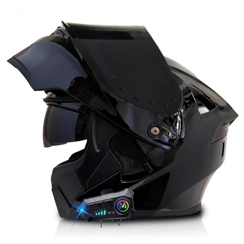 Bluetooth Klapphelm, Integriert Motorradhelm, ECE Genehmigt Integralhelm mit Anti-Fog-Doppelspiegel, Atmungsaktiv und Bequem, für Erwachsene Frauen Männer, 55~64CM von RHBDDHV