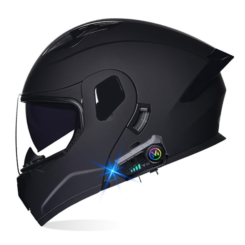 Motorradhelm mit Bluetooth, Integrierter Klapphelm, ECE Zertifizierung, Motorradhelm mit Anti-Fog-Doppelvisier, Multifunktionshelm für Erwachsene Männer und Frauen, M~XXL von RHBDDHV