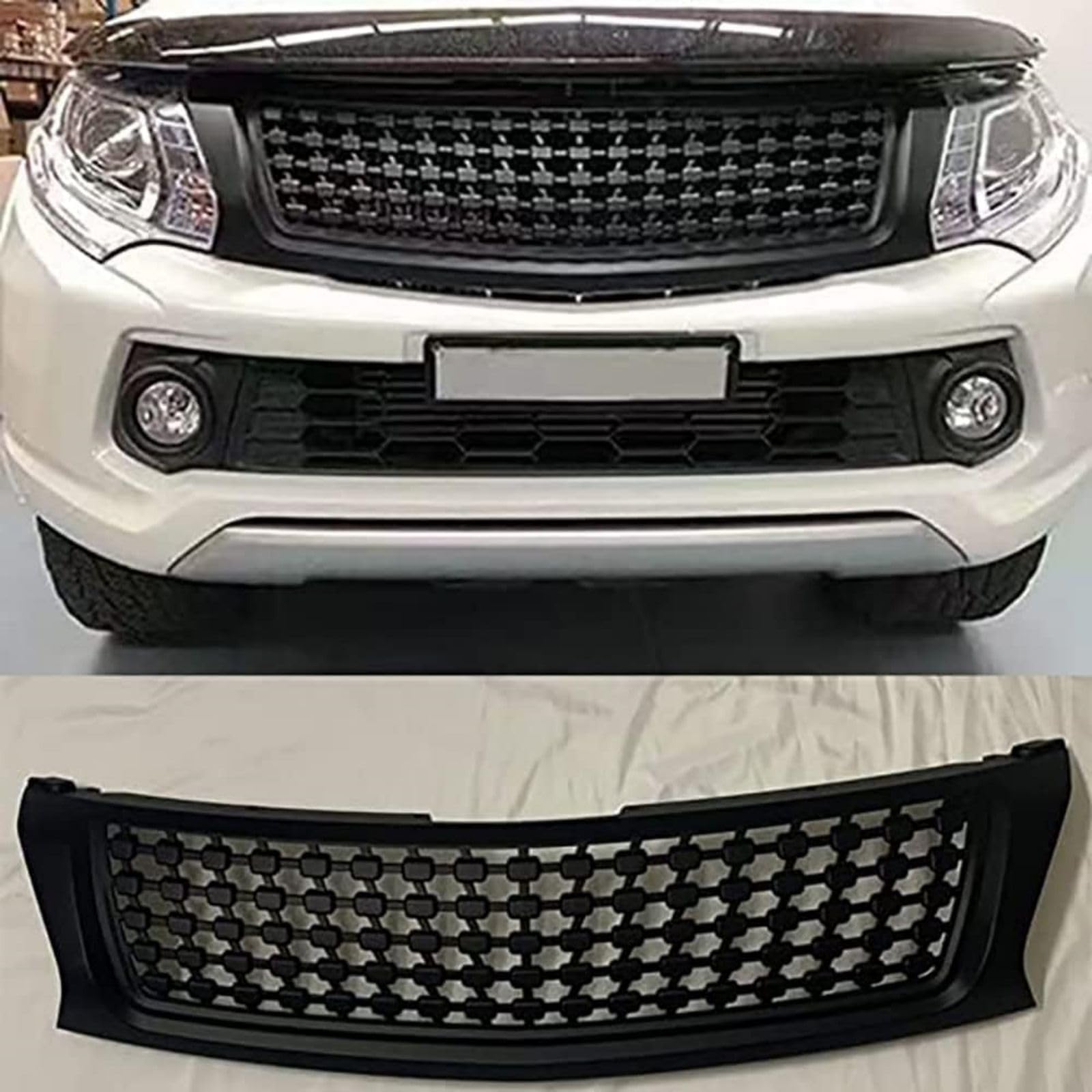 Kühlergrill Frontstoßstange Nierengitter für Mitsubishi Triton L200 2015 2016 2017 2018, Auto Frontgrill Dauerhaft Front Grill Renngrill von RIAAJ