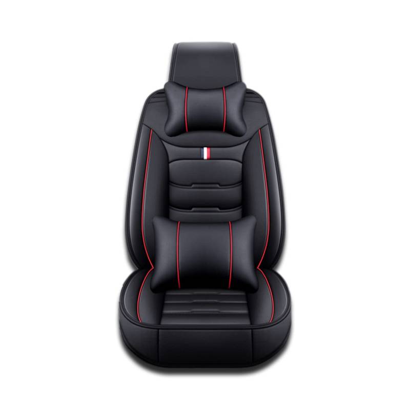 RIAAJ Auto Leder Sitzbezügesets für Audi A3 8Y Sedan 2020-2022, Wasserdicht Sitzbezug Verschleißfest Sitzschoner Custom Car Seat,Black-Red von RIAAJ