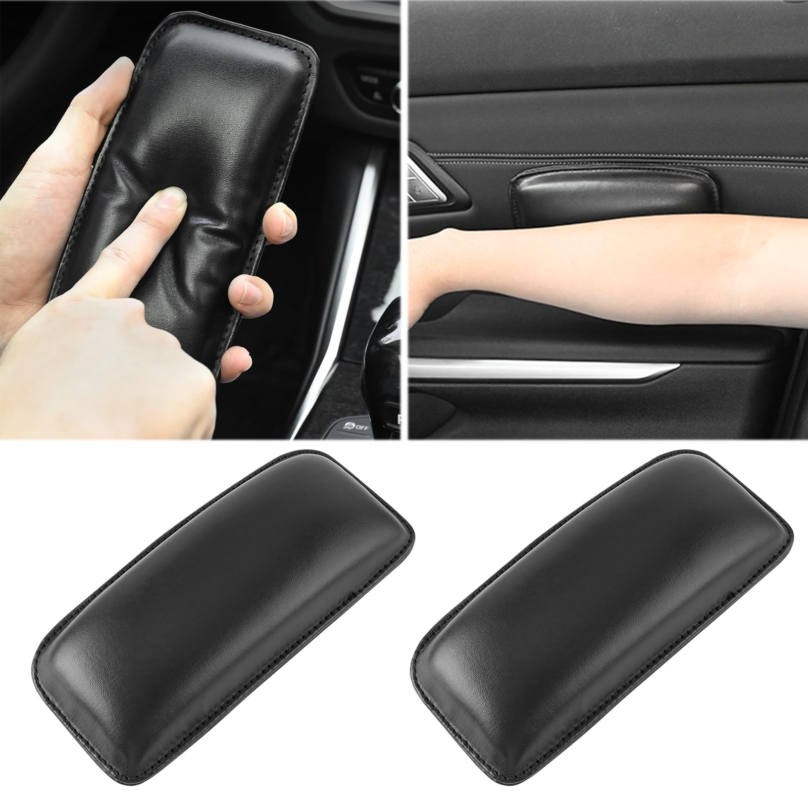 2 Stück Auto Kniekissen Pad,Auto Kniekissen Leder, Selbstklebendes Auto Kniekissen,Autotür Beinpolster für Auto InnenzubehöR,Konsole(Schwarz) von RICKMASK