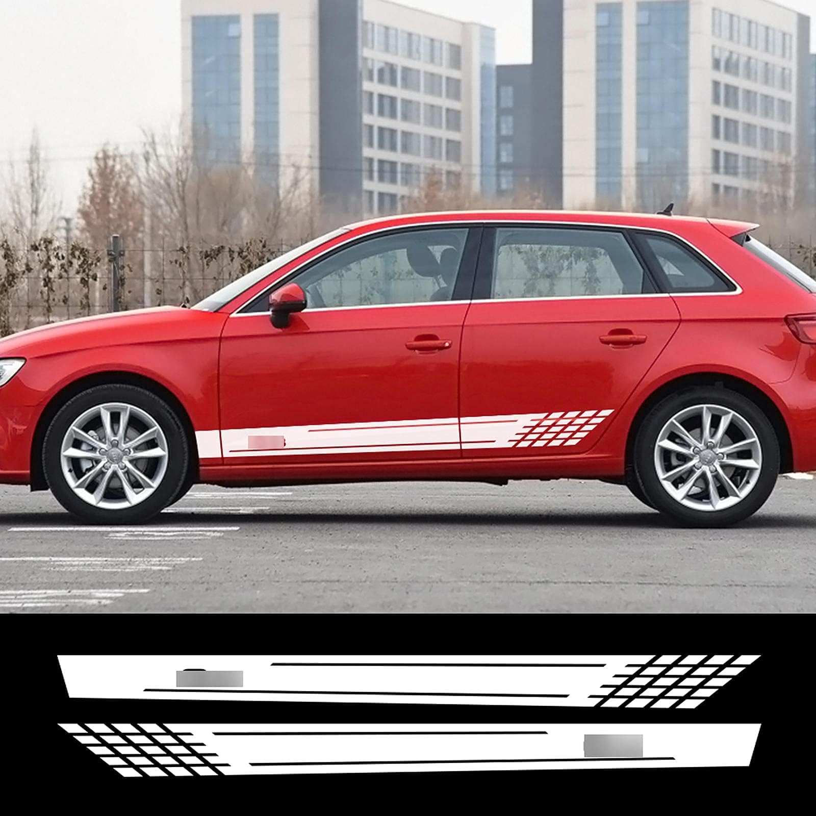 RIDELF Auto Seitenstreifen Aufkleber–Passend für Audi Q3 Sportwagen Motorhaubenabdeckung Tür Seitenschweller und Zubehör,4/Colorfullaser von RIDELF