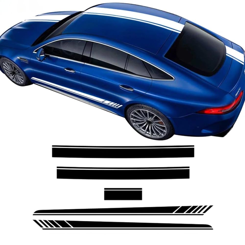 RIDELF Auto Seitenstreifen Aufkleber–Passend für Benz AMG GT S 4 Puertas X290 GT63 GT43 GT53 Sportwagen Motorhaubenabdeckung Tür Seitenschweller und Zubehör,3/Carbon Fiber von RIDELF