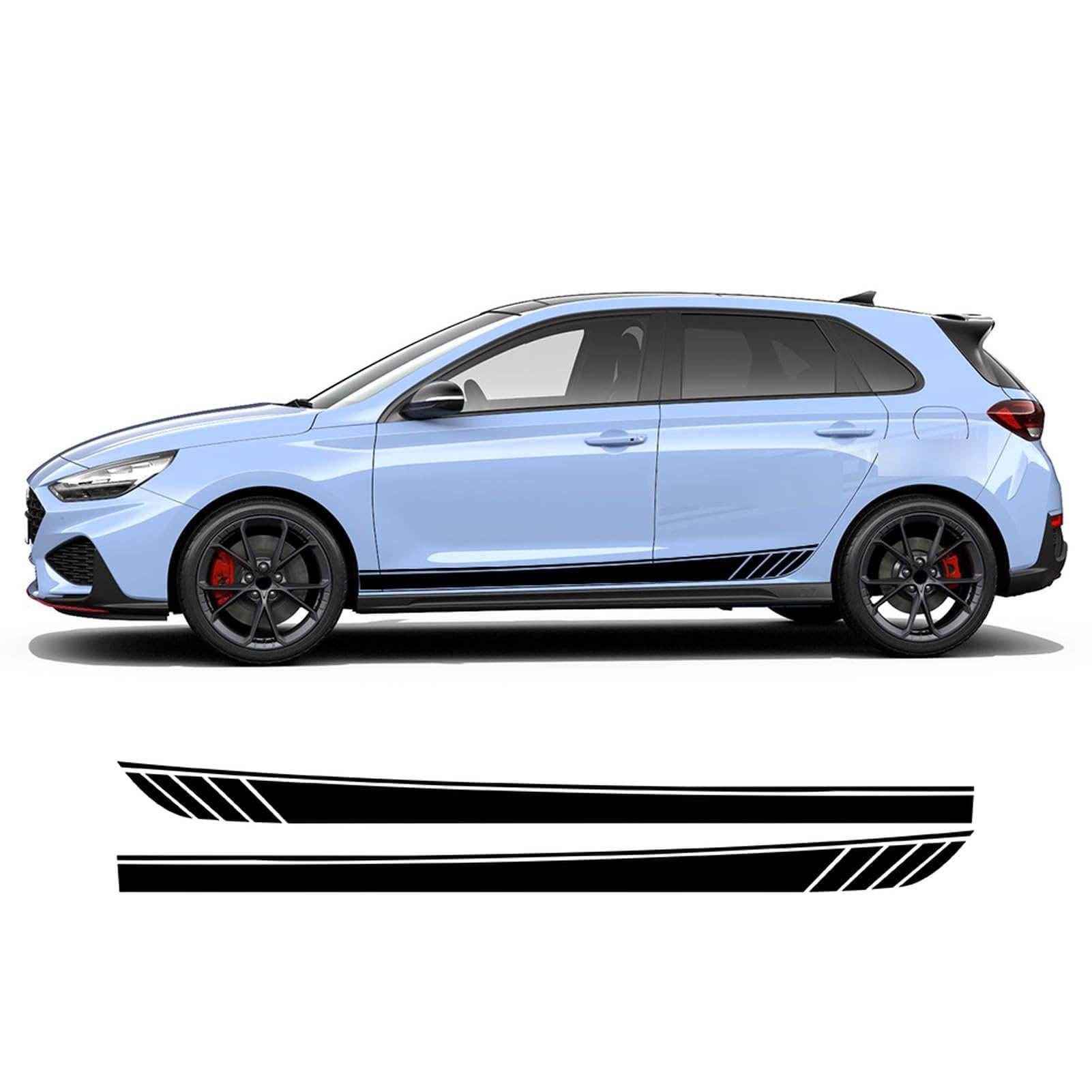RIDELF Auto Seitenstreifen Aufkleber–Passend für Hyundai i30 i30n Sportwagen Motorhaubenabdeckung Tür Seitenschweller und Zubehör,1/Red von RIDELF
