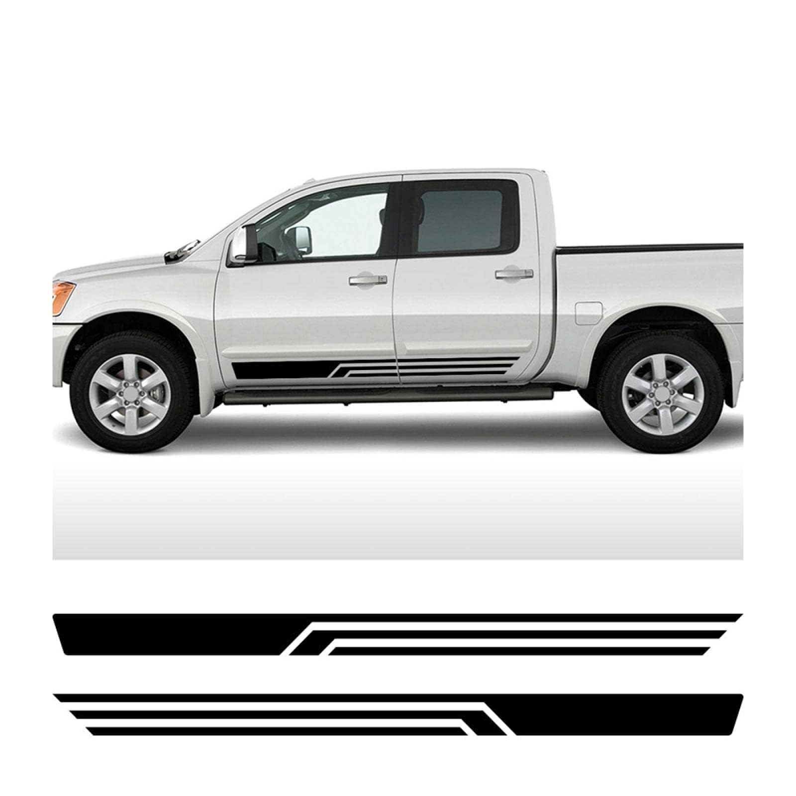 RIDELF Auto Seitenstreifen Aufkleber–Passend für Nissan Titan Sportwagen Motorhaubenabdeckung Tür Seitenschweller und Zubehör,6/White von RIDELF