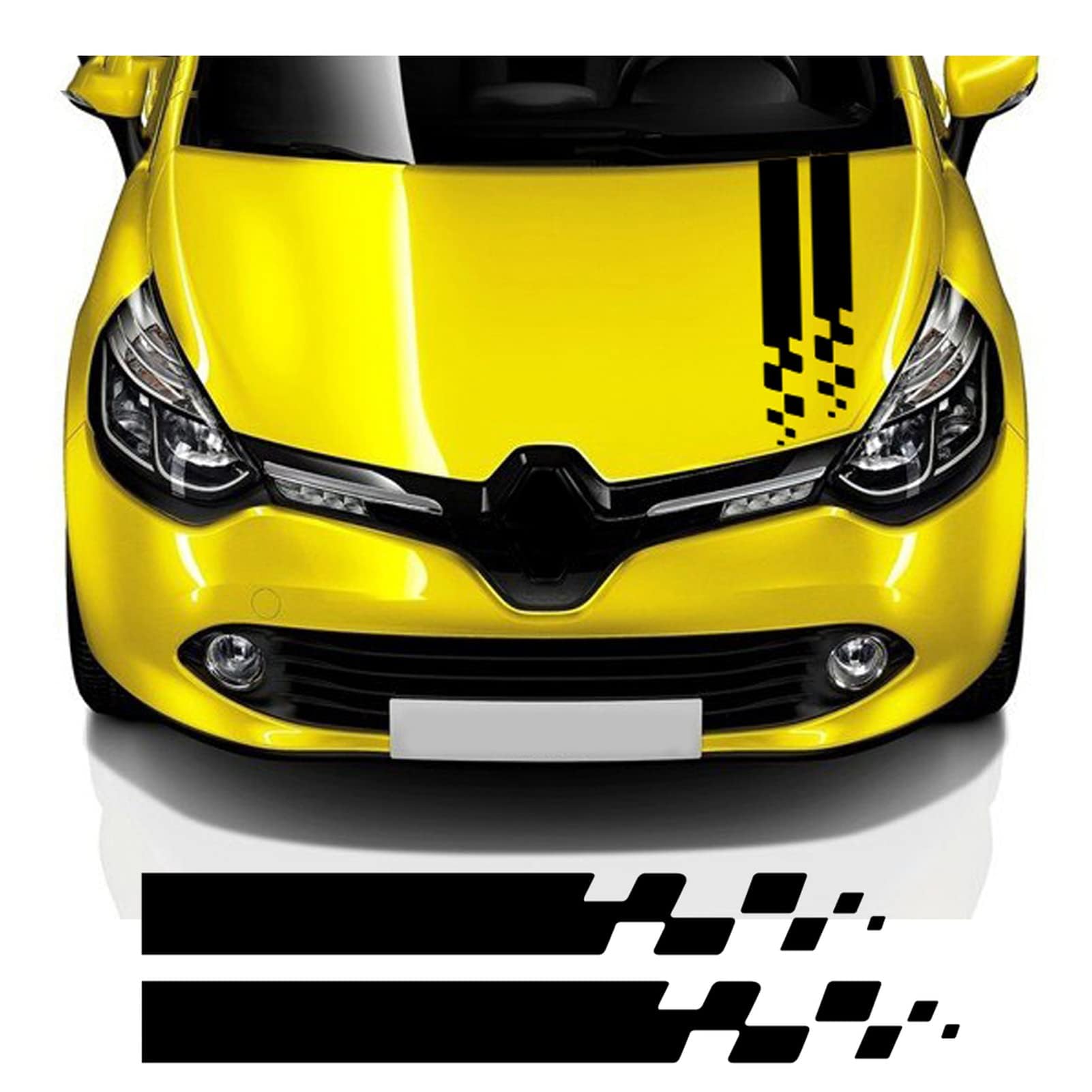 RIDELF Auto Seitenstreifen Aufkleber–Passend für Renault Clio RS Campus Megane 2 3 Twingo Sandero Sportwagen Motorhaubenabdeckung Tür Seitenschweller und Zubehör,2/Black von RIDELF