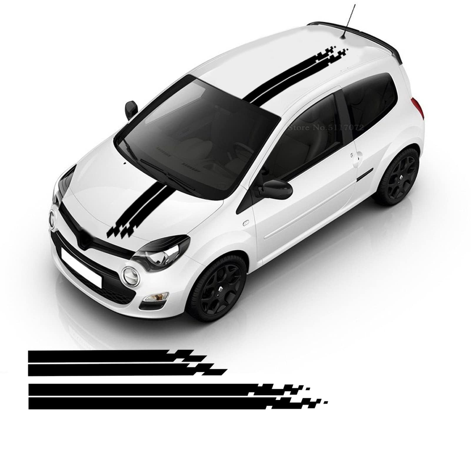 RIDELF Auto Seitenstreifen Aufkleber–Passend für Renault Twingo Cliopcs Sportwagen Motorhaubenabdeckung Tür Seitenschweller und Zubehör,7/Yellow von RIDELF