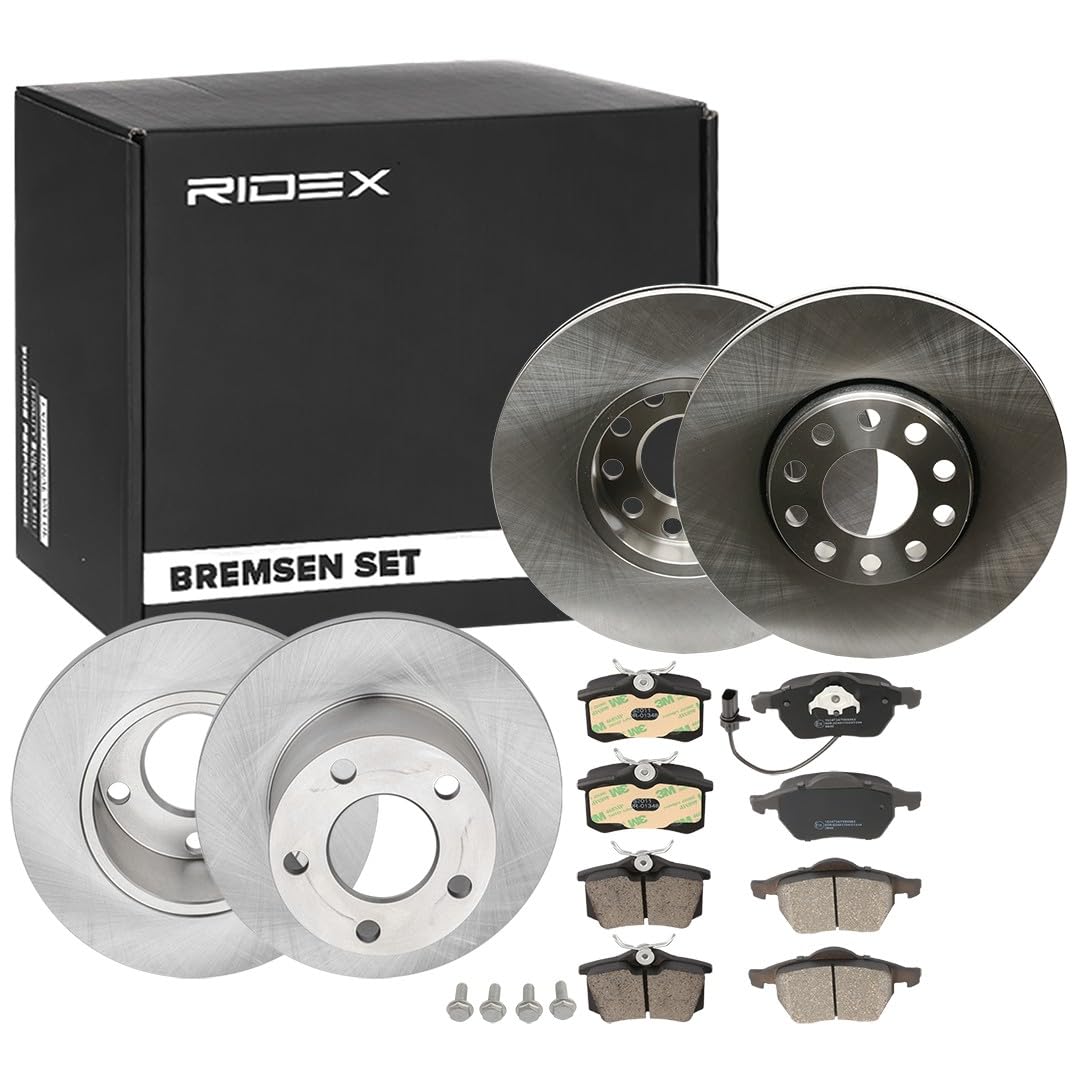 RIDEX 3405B0319 Bremsenset Hinten Vorne, Belüftet 244,7, 245mm - Bremsen Set mit Bremsscheiben und Bremsbeläge Satz von RIDEX