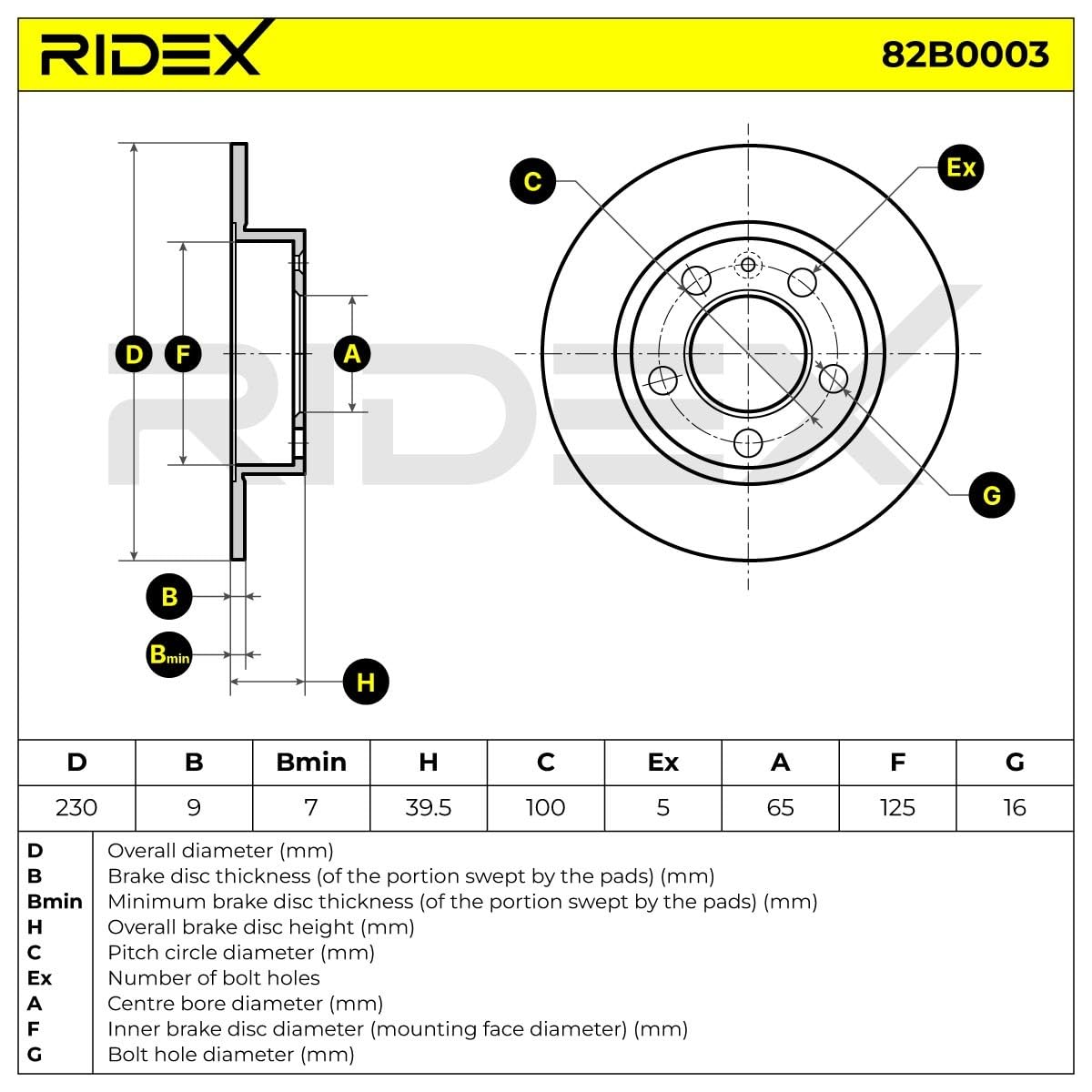 2xRIDEX Bremsscheibe 82B0003 hinten Golf IV Schrägheck (1J1) POLO (9N_) 39,5mm von RIDEX