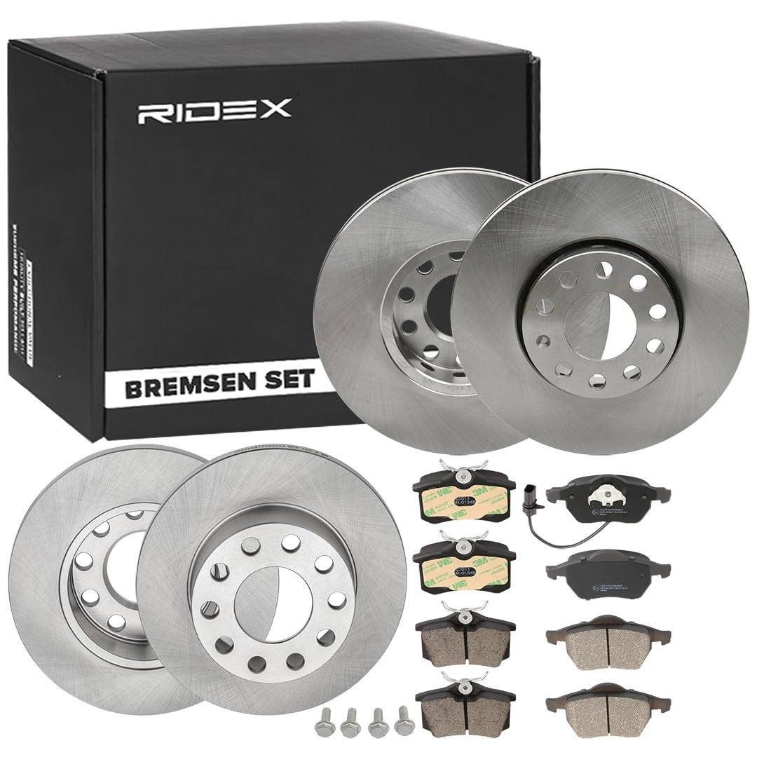 RIDEX 3405B0353 Bremsenset Vorne Hinten Belüftet, 244.7mm - Bremsen Set mit Bremsscheiben und Bremsbeläge Satz von RIDEX