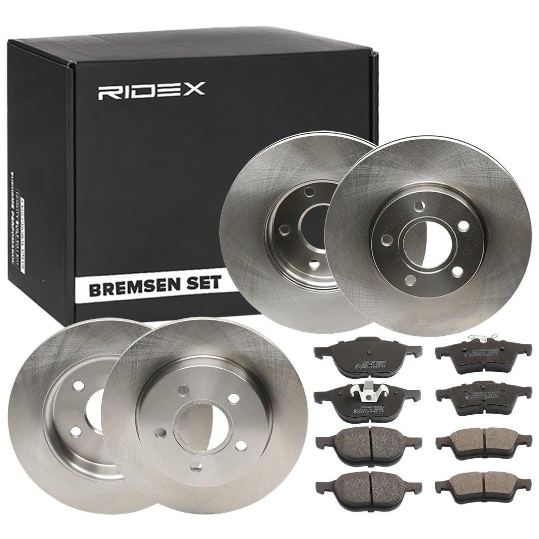 RIDEX 3405B0354 Bremsenset Hinten Vorne Belüftet, 278mm - Bremsen Set mit Bremsscheiben und Bremsbeläge Satz von RIDEX