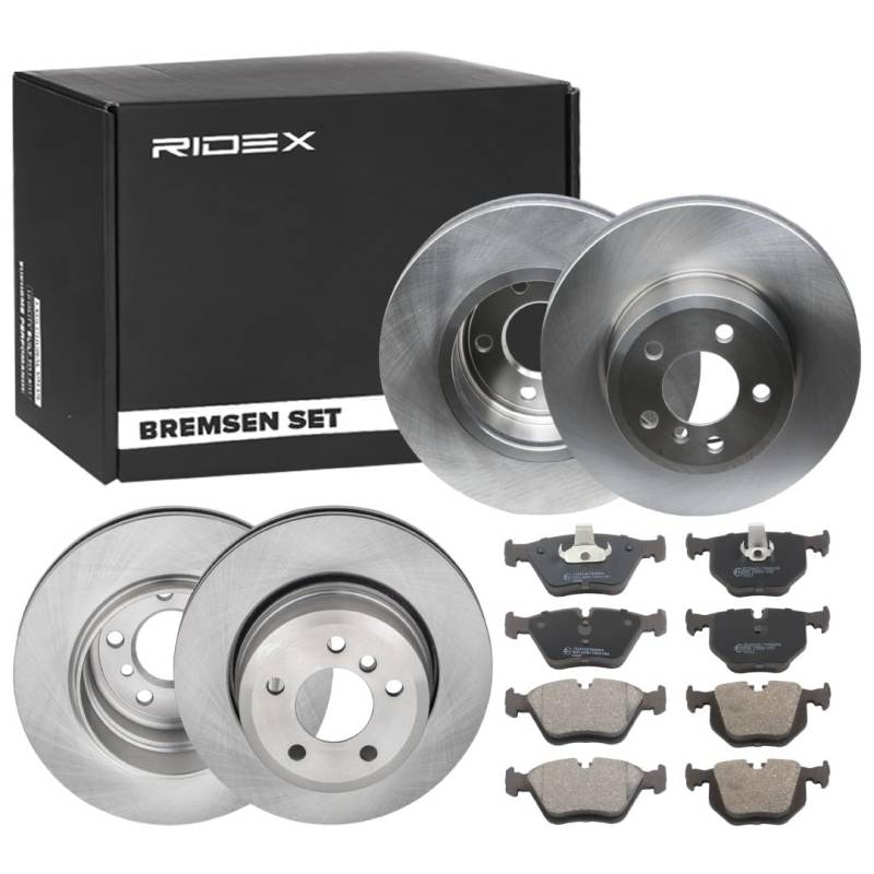 RIDEX 3405B1732 Bremsenset Vorne Hinten Belüftet, Belüftet 325,0, 320,0mm - Bremsen Set mit Bremsscheiben und Bremsbeläge Satz von RIDEX