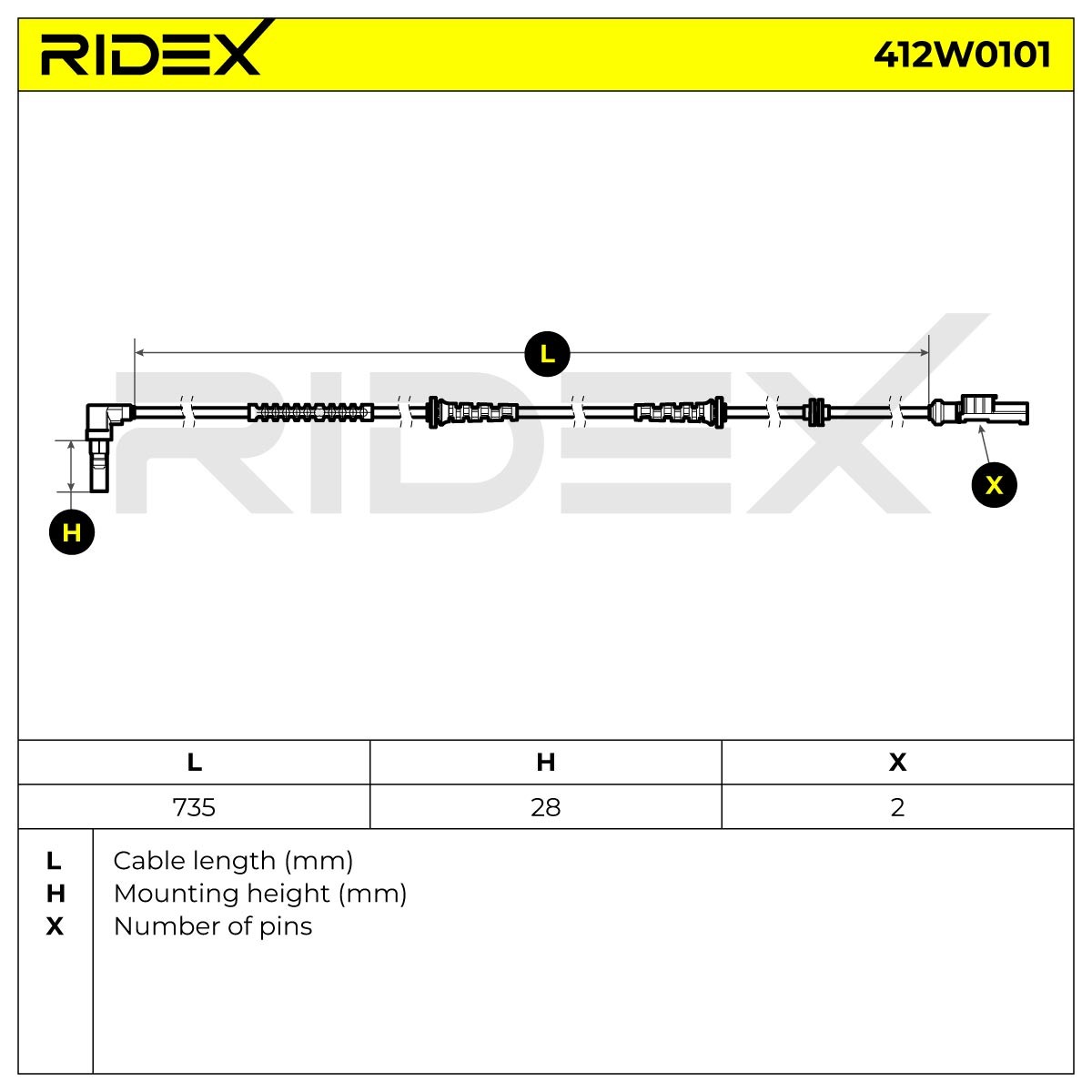 RIDEX ABS Sensor OPEL,FIAT,ALFA ROMEO 412W0101 13381153,93189275,52012825 52070362,55700425,93191478,1238399,1247506 von RIDEX