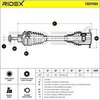 RIDEX Antriebswelle 13D1165 Gelenkwelle,Halbachse AUDI,A4 B9 Avant (8W5, 8WD),A5 Sportback (F5A),A4 B9 Limousine (8W2, 8WC),A5 Coupe (F53) von RIDEX