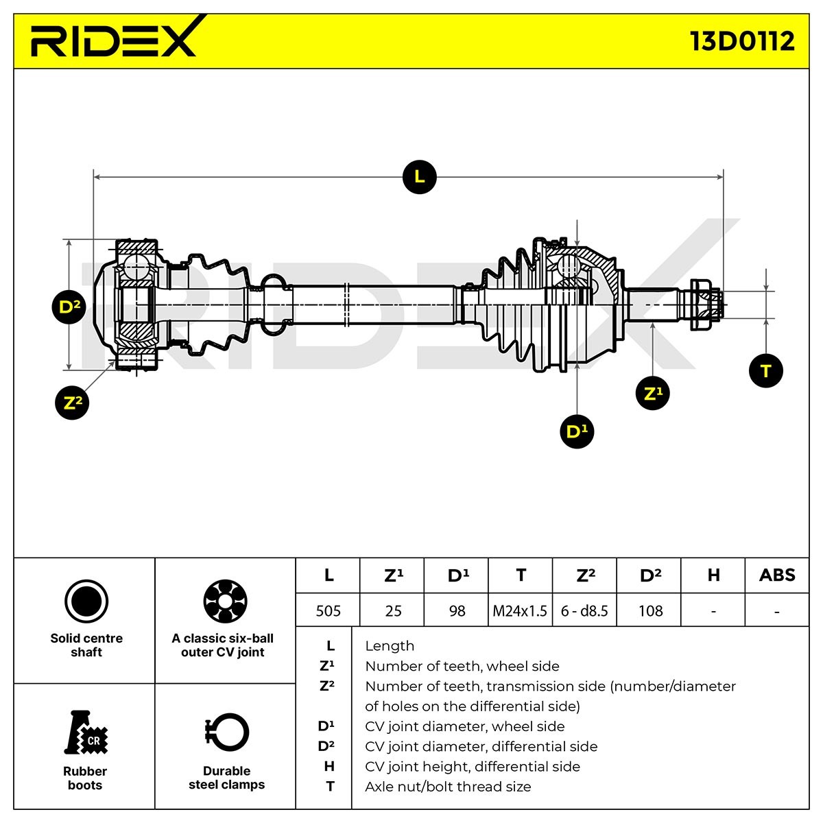 RIDEX Antriebswelle ALFA ROMEO 13D0112 46307343,46307168 Gelenkwelle,Halbachse,Seitenwelle,Achswelle von RIDEX