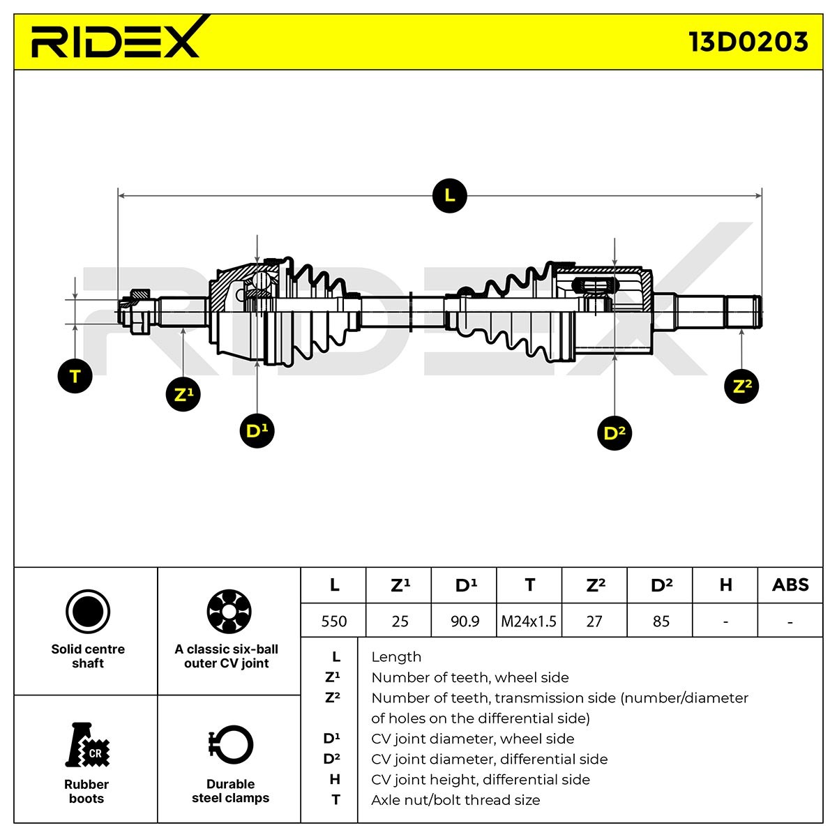 RIDEX Antriebswelle ALFA ROMEO 13D0203 46308089 Gelenkwelle,Halbachse,Seitenwelle,Achswelle von RIDEX